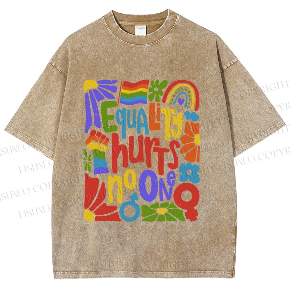 Unisex Pride Equality Hurts No One Printed Washed Tee