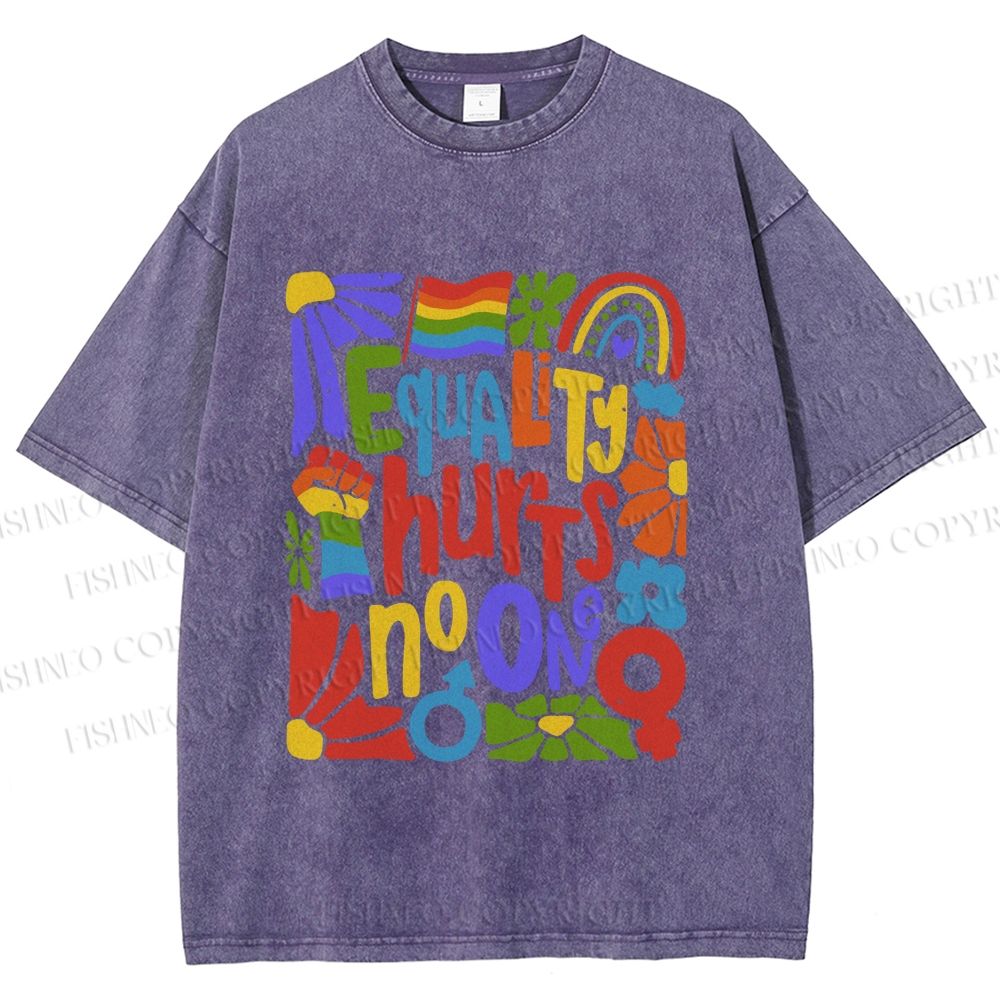 Unisex Pride Equality Hurts No One Printed Washed Tee