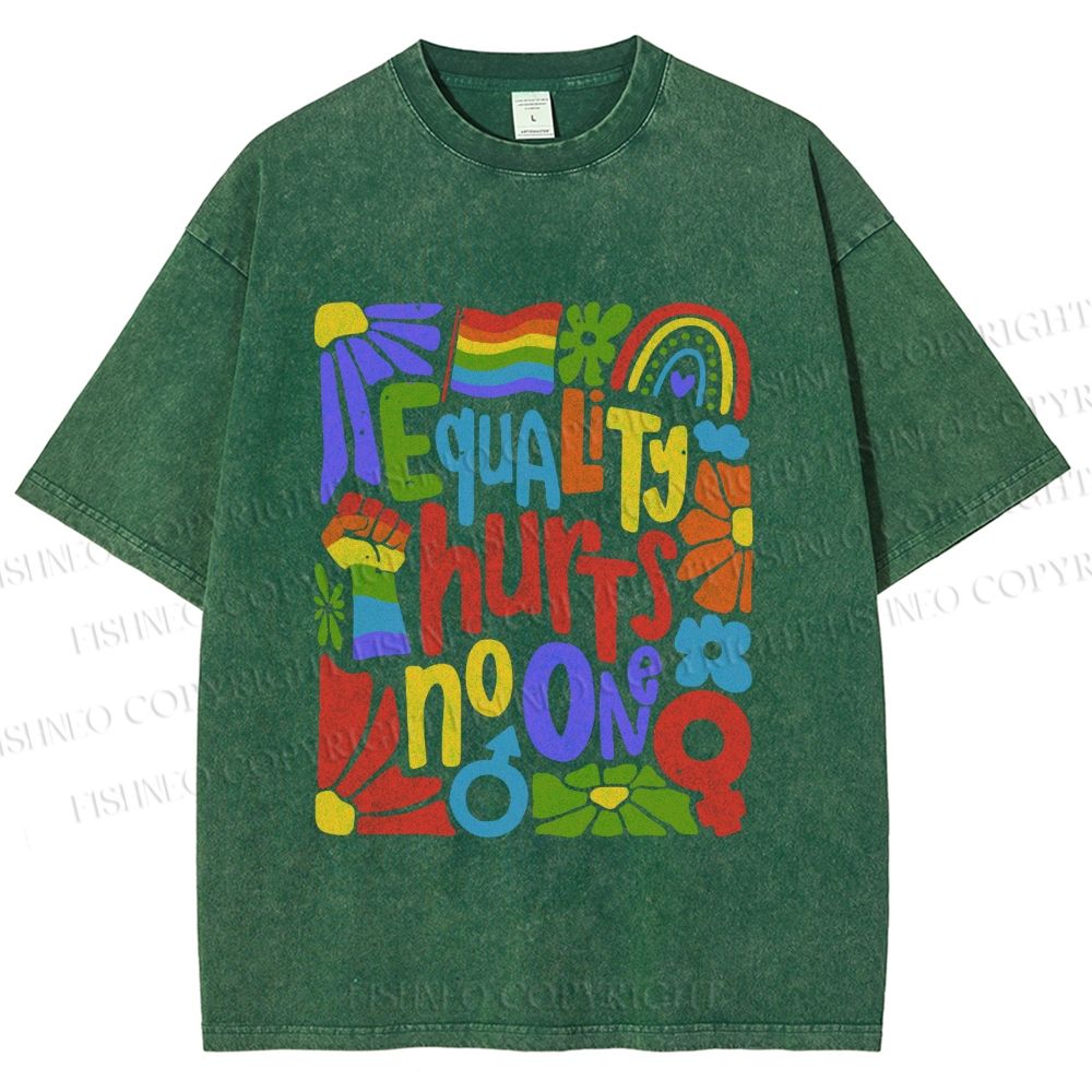 Unisex Pride Equality Hurts No One Printed Washed Tee