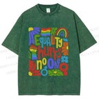 Unisex Pride Equality Hurts No One Printed Washed Tee