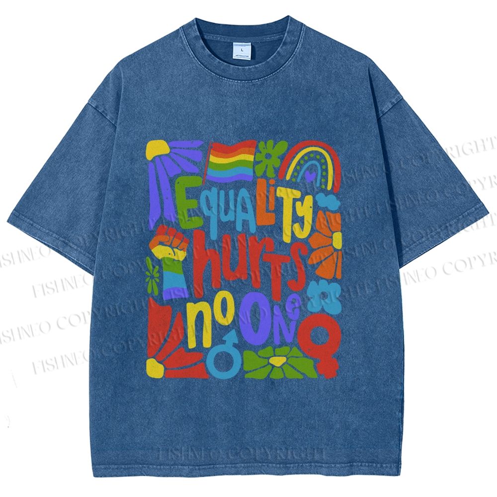 Unisex Pride Equality Hurts No One Printed Washed Tee