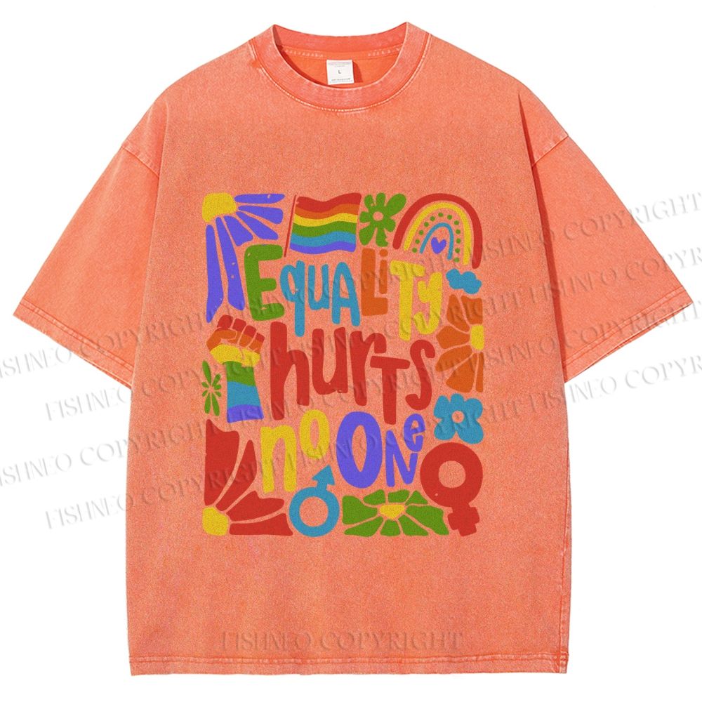 Unisex Pride Equality Hurts No One Printed Washed Tee