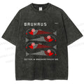 Unisex Bauhaus Retro Fish Print Printed Washed Tee