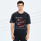 Unisex Bauhaus Retro Fish Print Printed Washed Tee