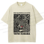 Unisex Yayoi Kusama Line Tiger Printed Washed Tee