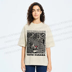 Unisex Yayoi Kusama Line Tiger Printed Washed Tee