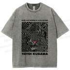 Unisex Yayoi Kusama Line Tiger Printed Washed Tee