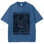 Unisex Yayoi Kusama Line Tiger Printed Washed Tee