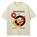 Unisex Retro Bauhaus Circles & Lines Printed Washed Tee