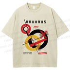 Unisex Retro Bauhaus Circles & Lines Printed Washed Tee