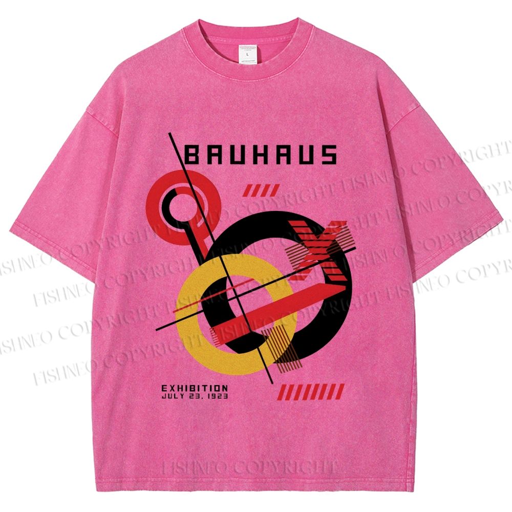 Unisex Retro Bauhaus Circles & Lines Printed Washed Tee