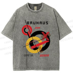 Unisex Retro Bauhaus Circles & Lines Printed Washed Tee