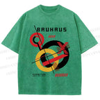 Unisex Retro Bauhaus Circles & Lines Printed Washed Tee