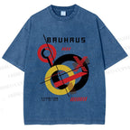 Unisex Retro Bauhaus Circles & Lines Printed Washed Tee