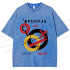 Unisex Retro Bauhaus Circles & Lines Printed Washed Tee