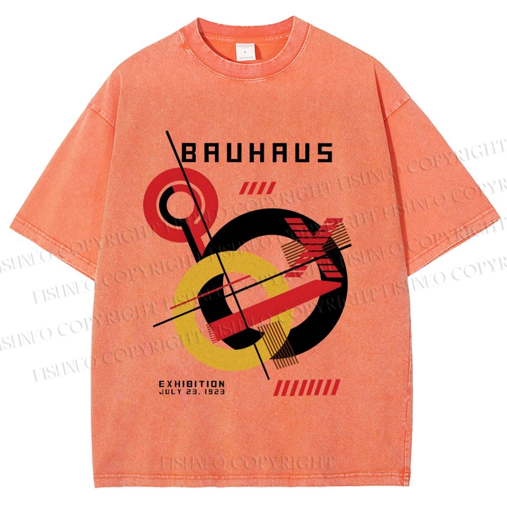 Unisex Retro Bauhaus Circles & Lines Printed Washed Tee