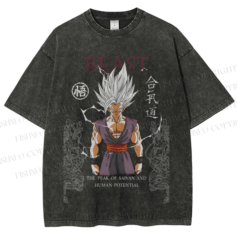 Unisex Super Saiyan Printed Washed Tee
