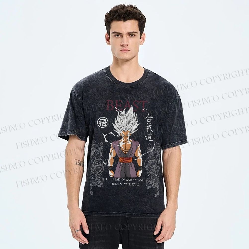 Unisex Super Saiyan Printed Washed Tee