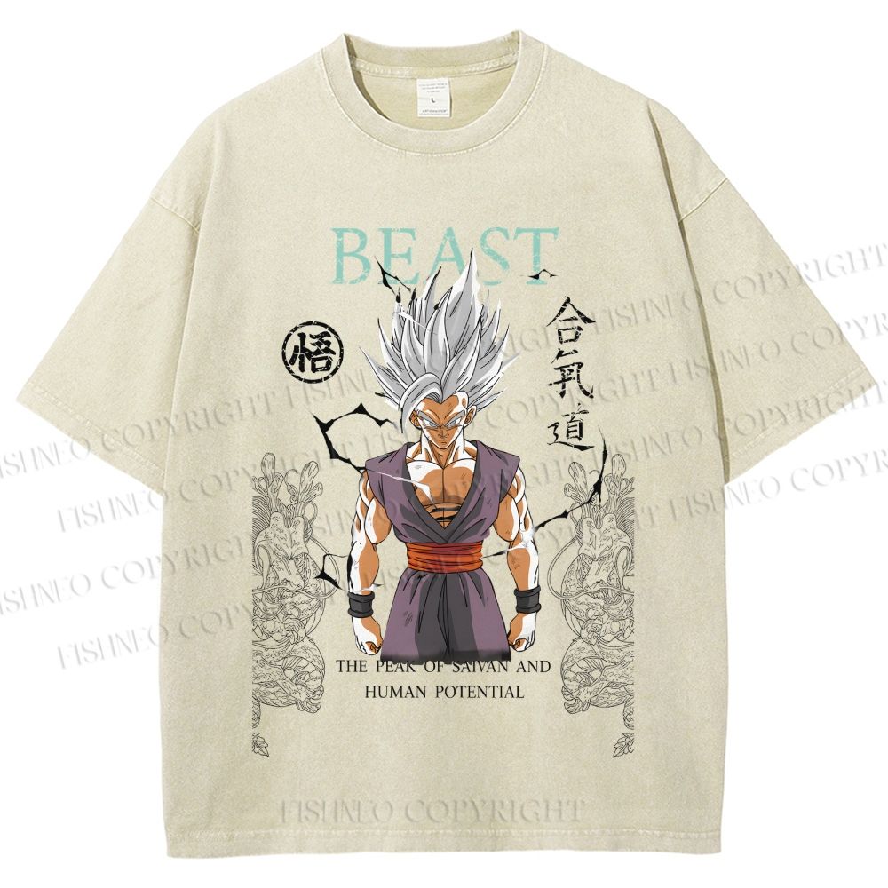 Unisex Super Saiyan Printed Washed Tee