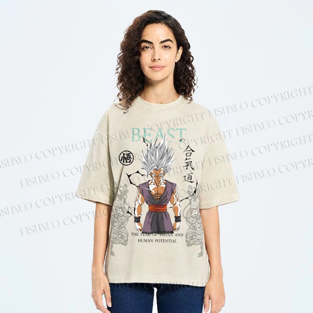 Unisex Super Saiyan Printed Washed Tee
