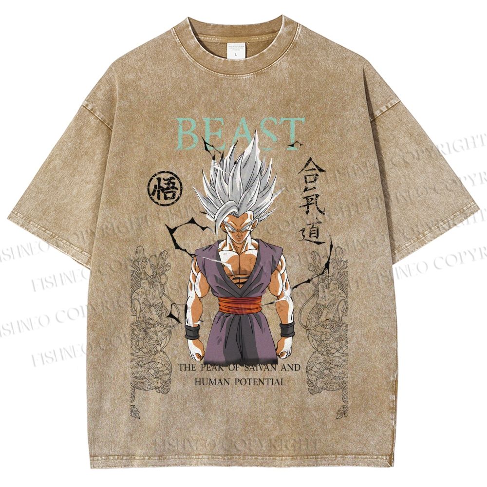 Unisex Super Saiyan Printed Washed Tee