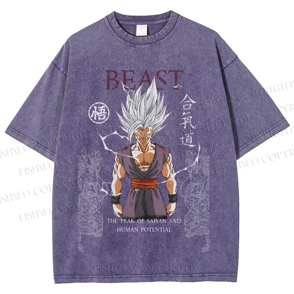 Unisex Super Saiyan Printed Washed Tee