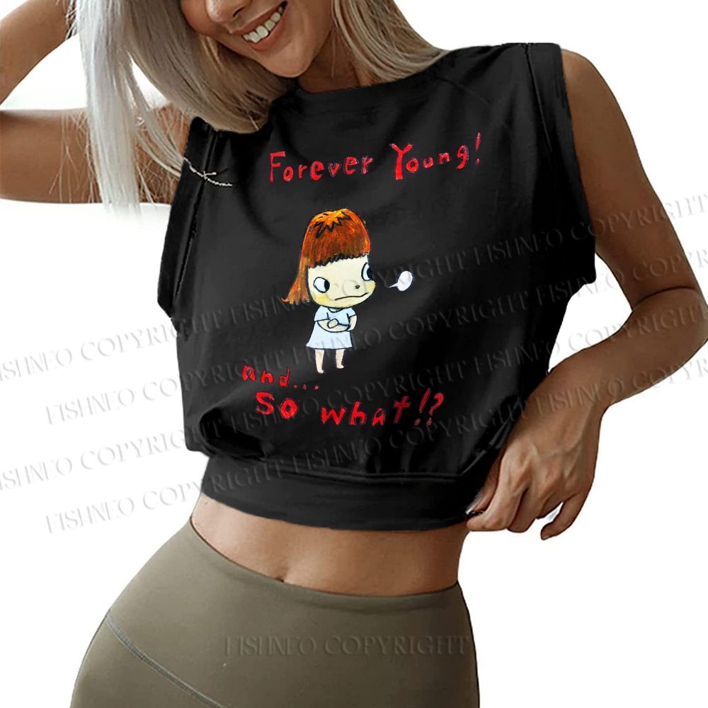 Yoshitomo Nara Forever Young Sleeveless Crop Tops