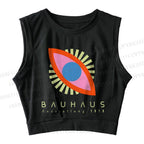 Bauhaus Eye Sleeveless Crop Tops