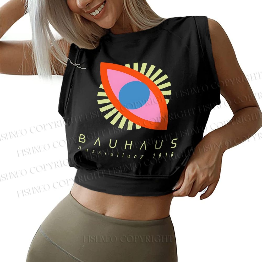 Bauhaus Eye Sleeveless Crop Tops