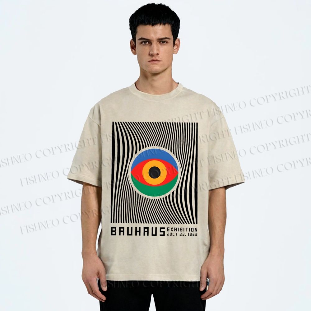 Unisex Bauhaus Eye Printed Washed Tee