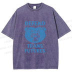 Unisex Pride Blue Bear Defend Trans Futures Printed Washed Tee