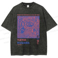 Unisex Yayoi Kusama Eye Graffiti Printed Washed Tee