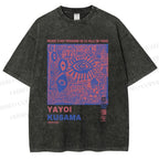 Unisex Yayoi Kusama Eye Graffiti Printed Washed Tee