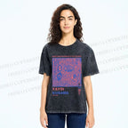 Unisex Yayoi Kusama Eye Graffiti Printed Washed Tee