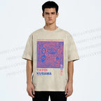 Unisex Yayoi Kusama Eye Graffiti Printed Washed Tee