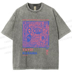 Unisex Yayoi Kusama Eye Graffiti Printed Washed Tee