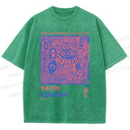 Unisex Yayoi Kusama Eye Graffiti Printed Washed Tee