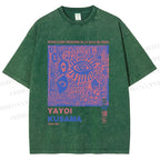Unisex Yayoi Kusama Eye Graffiti Printed Washed Tee