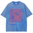 Unisex Yayoi Kusama Eye Graffiti Printed Washed Tee