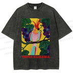 Unisex Yayoi Kusama Parrot Printed Washed Tee