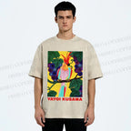 Unisex Yayoi Kusama Parrot Printed Washed Tee