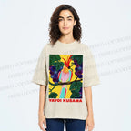 Unisex Yayoi Kusama Parrot Printed Washed Tee
