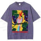 Unisex Yayoi Kusama Parrot Printed Washed Tee