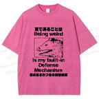 Unisex Japanese Opossum Being Weird, is My Built-in Defense Mechanism Printed Washed Tee