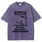 Unisex Japanese Opossum Being Weird, is My Built-in Defense Mechanism Printed Washed Tee