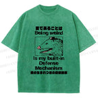 Unisex Japanese Opossum Being Weird, is My Built-in Defense Mechanism Printed Washed Tee