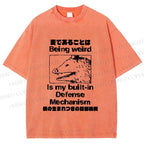 Unisex Japanese Opossum Being Weird, is My Built-in Defense Mechanism Printed Washed Tee