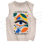 Unisex Bauhaus Eye Printed Washed Tank Top