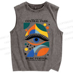 Unisex Bauhaus Eye Printed Washed Tank Top