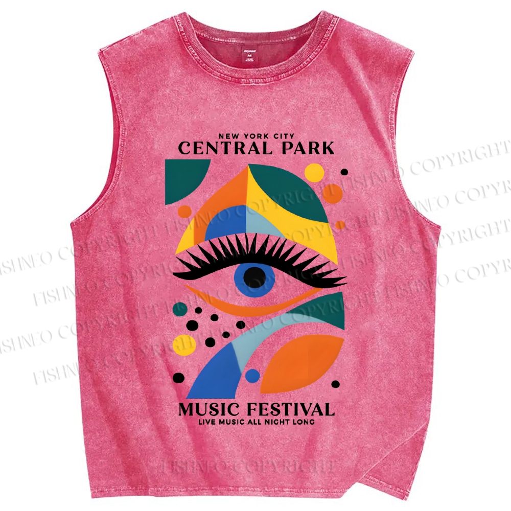 Unisex Bauhaus Eye Printed Washed Tank Top